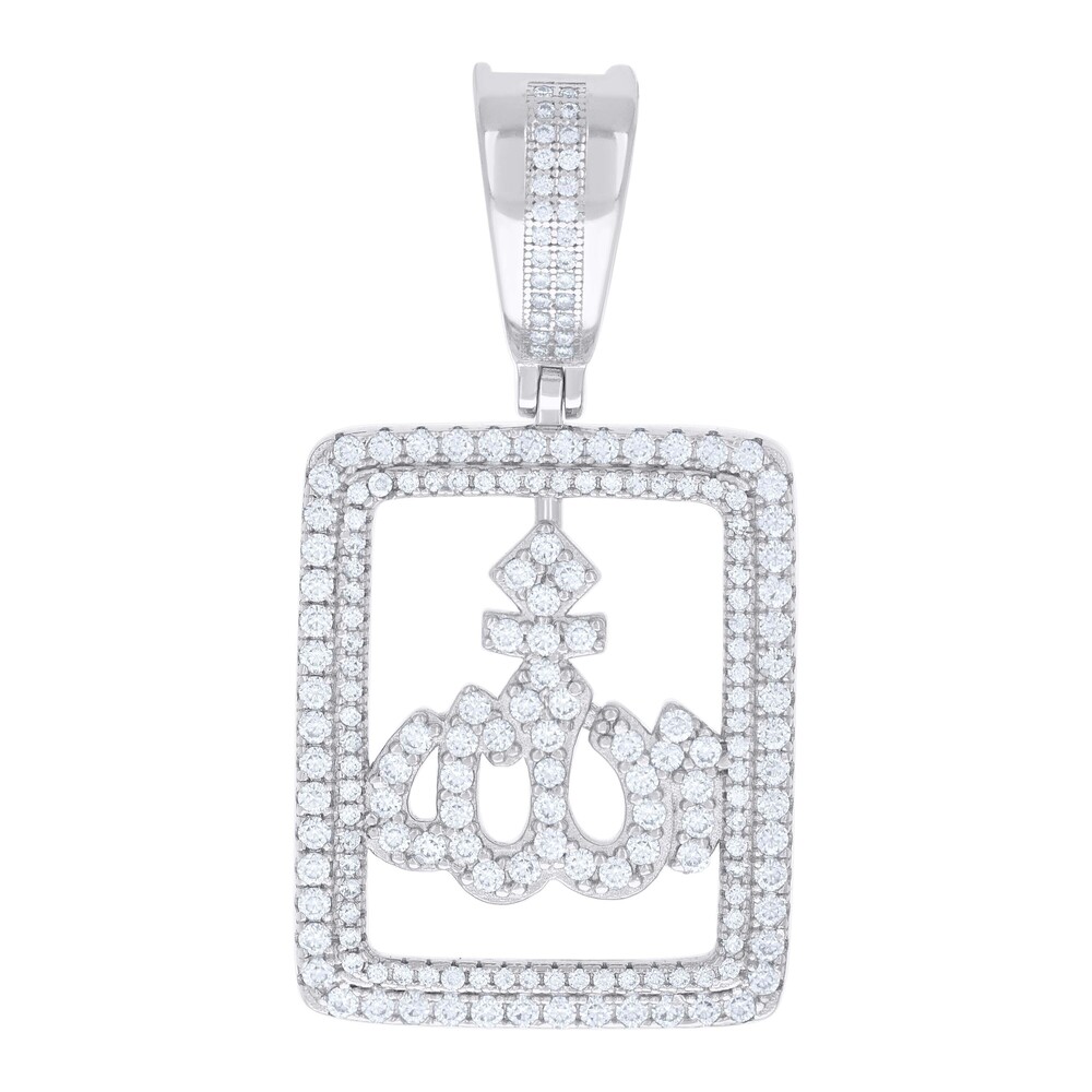 925 Sterling Silver Mens 1.58ct Moissanite ALLAH Symbol Religious Charm Pendant